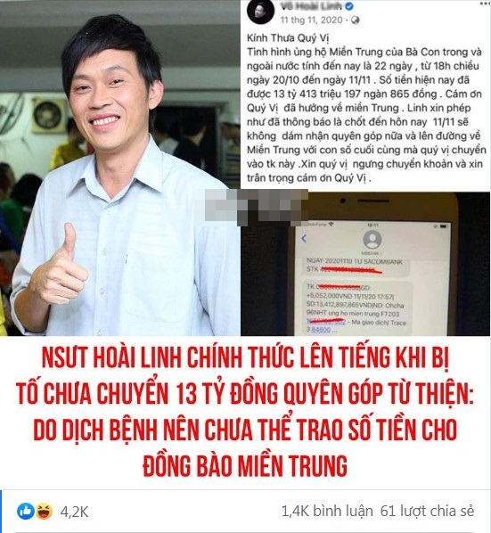 Dân mạng phản ứng khi Hoài Linh lên tiếng về tiền từ thiện, liên tục gọi tên 'nữ tiên tri' với giấc mơ bí ẩn 2 Dân mạng phản ứng khi Hoài Linh lên tiếng về tiền từ thiện, liên tục gọi tên 'nữ tiên tri' với giấc mơ bí ẩn 2