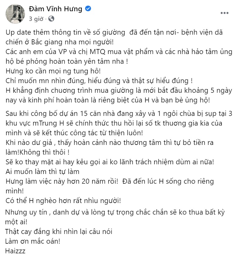 Ví làm từ thiện như 'làm ơn mắc oán', Đàm Vĩnh Hưng tuyên bố từ nay chỉ sống cho riêng mình 2 Ví làm từ thiện như 'làm ơn mắc oán', Đàm Vĩnh Hưng tuyên bố từ nay chỉ sống cho riêng mình 2