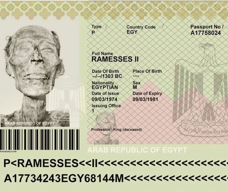 Hộ chiếu Ai Cập của Pharaoh huyền thoại, Ramesses II.