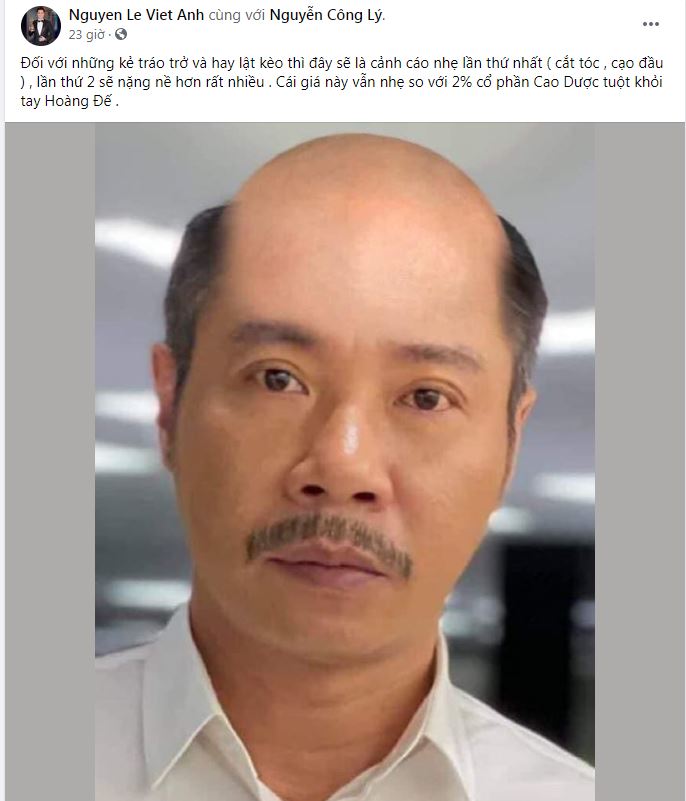 Công Lý gằn giọng 'thằng ngu' khi bị Việt Anh đăng ảnh hói đầu  1