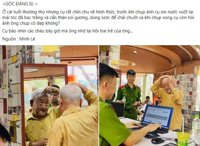 Đáng yêu hết nấc cảnh cụ ông gương lược chỉn chu trước khi chụp ảnh Căn cước công dân 1 Đáng yêu hết nấc cảnh cụ ông gương lược chỉn chu trước khi chụp ảnh Căn cước công dân 1