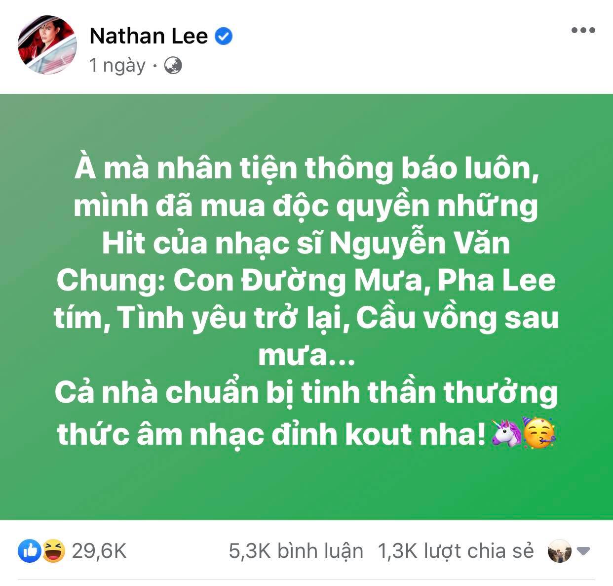 Nathan Lee khoe tin nhắn cảm ơn của nhạc sĩ Nguyễn Văn Chung 3
