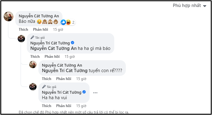 Hai mẹ con tương tác qua lại trên MXH như những người bạn.