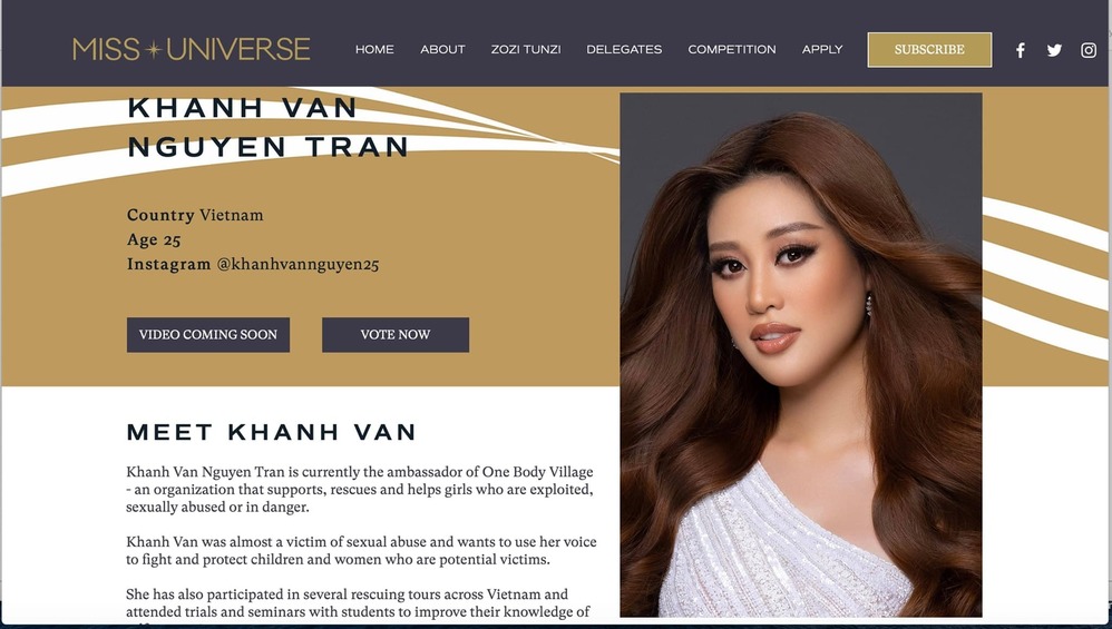 Khánh Vân xuất hiện đầy ấn tượng trên trang chủ Miss Universe  3
