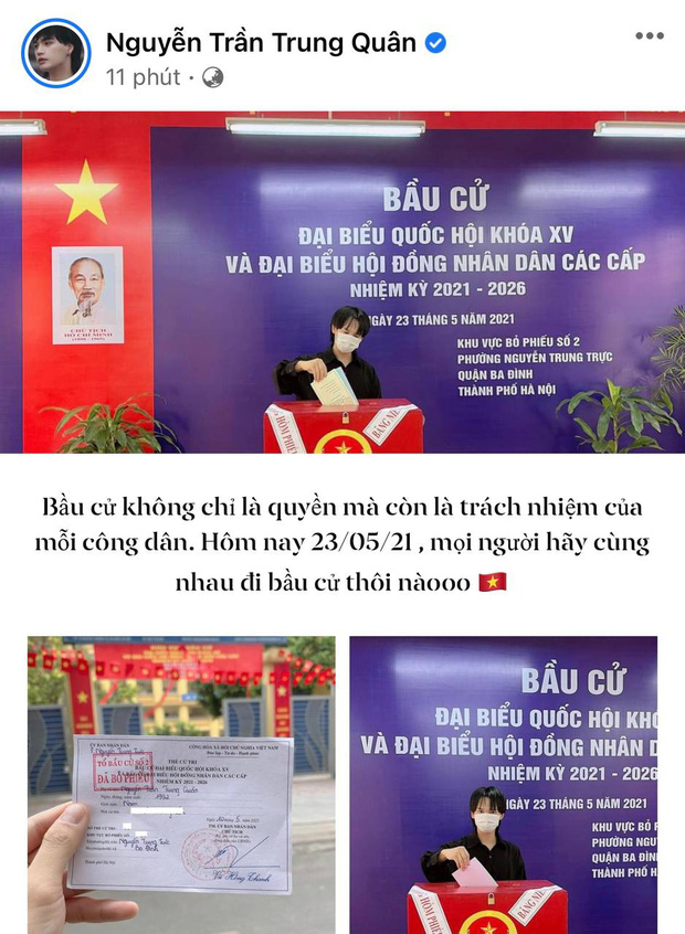 Tổng kết ngày Bầu cử của sao Việt: Vy Oanh bầu bí nhưng vô cùng hăng hái, Xuân Bắc, Tiểu Vy nhập ‘team dậy sớm’, Khánh Vân ở phương xa vẫn không quên hưởng ứng 9 Tổng kết ngày Bầu cử của sao Việt: Vy Oanh bầu bí nhưng vô cùng hăng hái, Xuân Bắc, Tiểu Vy nhập ‘team dậy sớm’, Khánh Vân ở phương xa vẫn không quên hưởng ứng 9